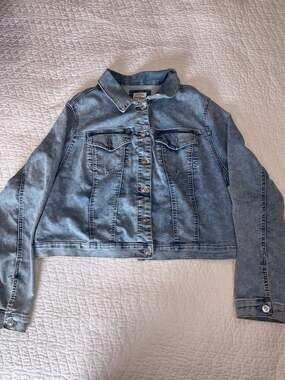 Wax Jean Women’s Light Wash Denim Jacket Size 3XL Button Stretch Jean Jacket
